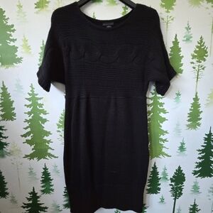 Black Knit Apostrophe Sweater Dress